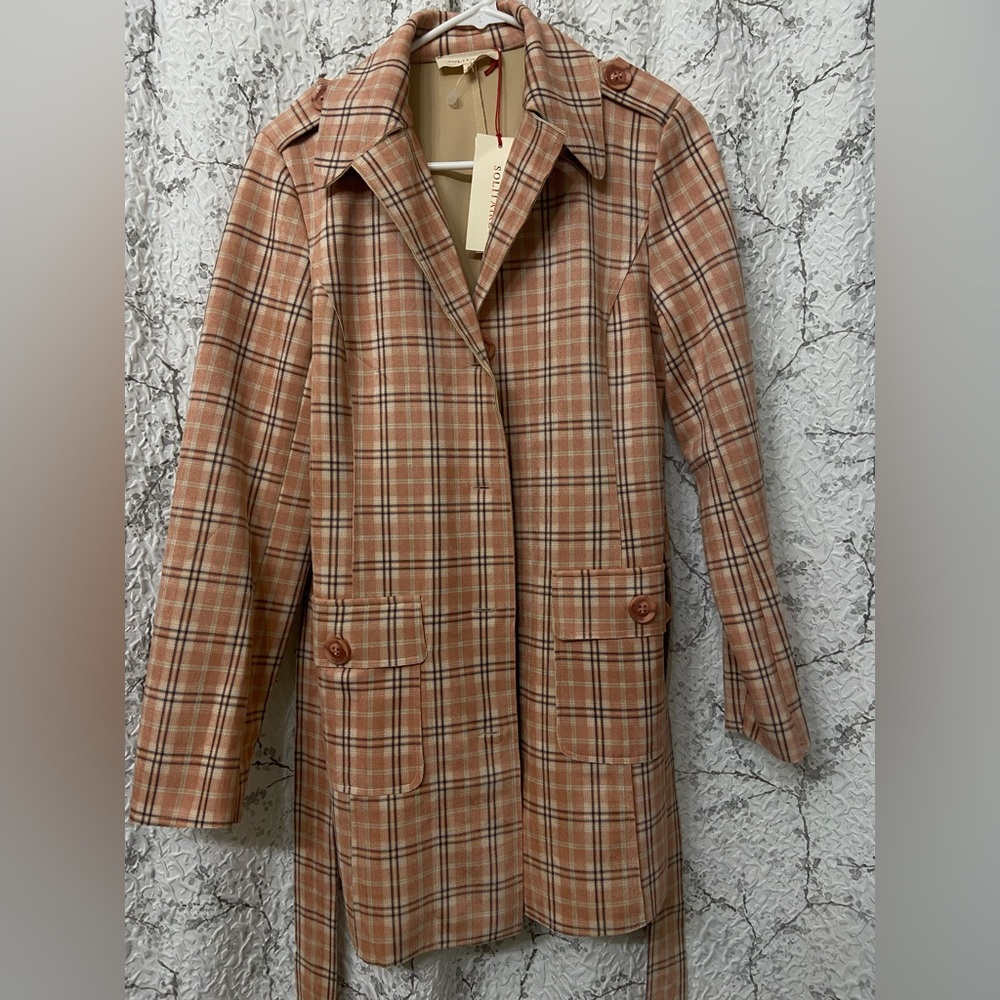Solitaire Plaid Trench Coat in Mauve Pink Size S